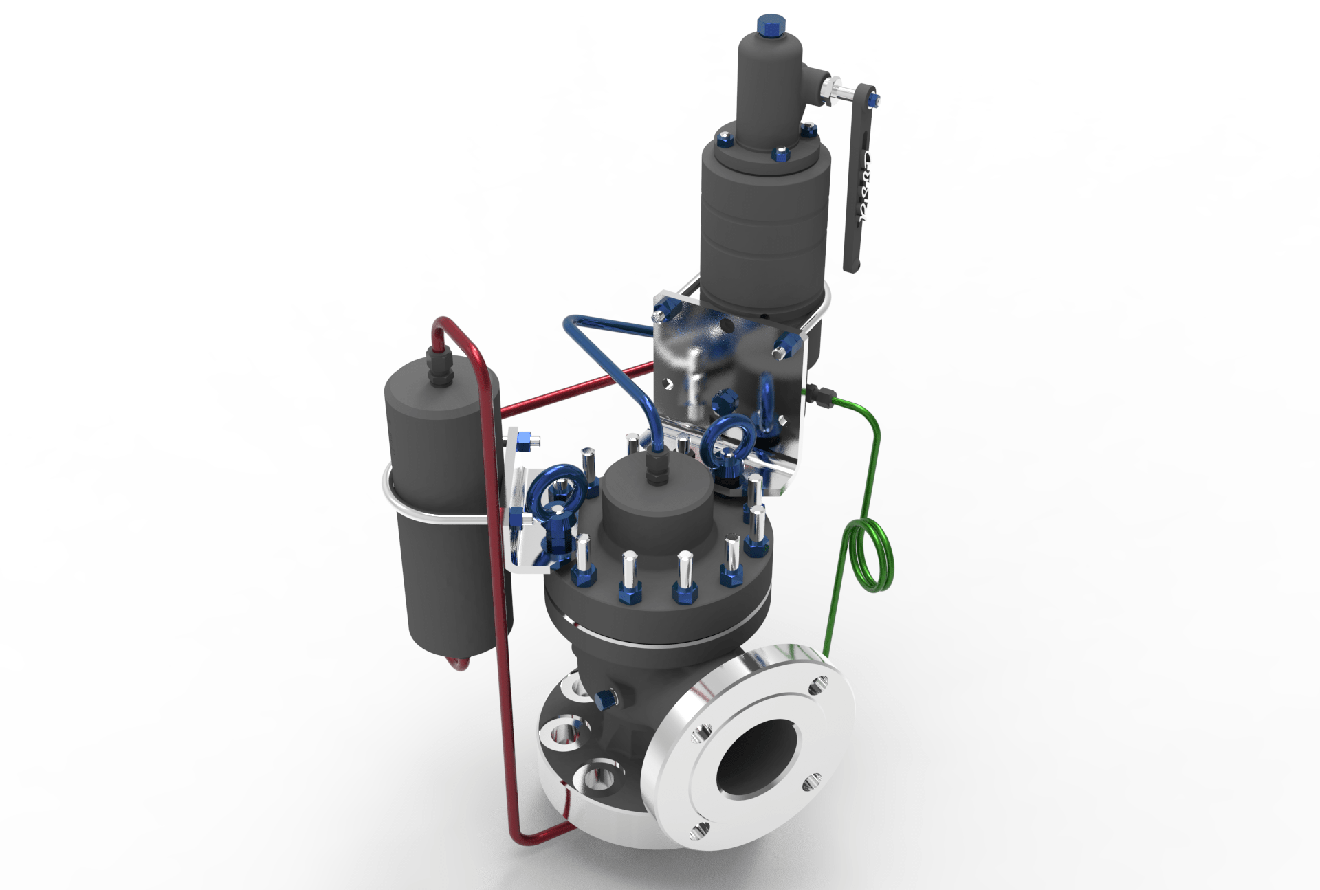 SARASIN-RSBD® STARECO (76E SERIES) PILOT OPERATED PRESSURE RELIEF VALVE right angled front view