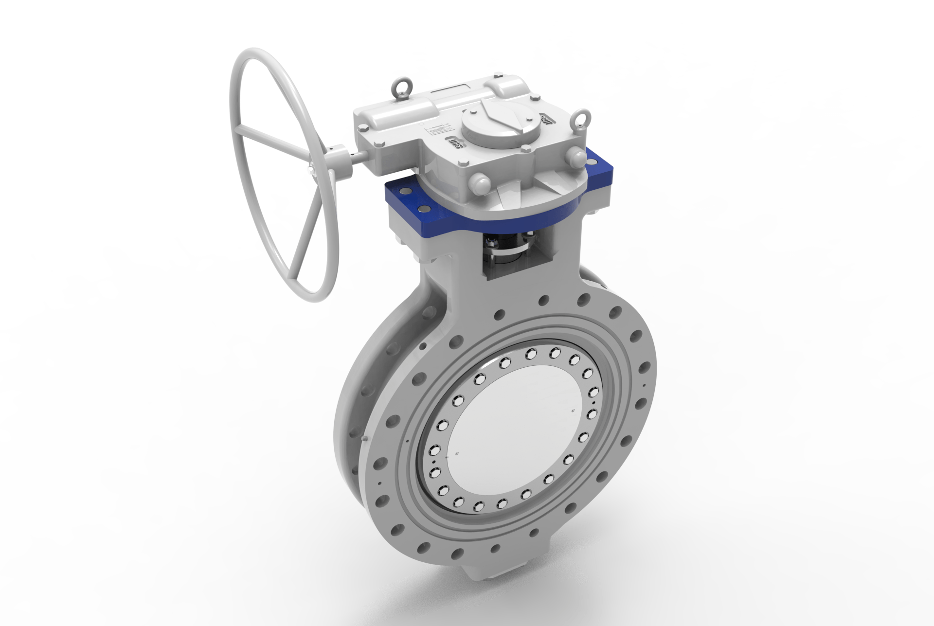 TRICENTRIC® TRIPLE OFFSET BUTTERFLY VALVES left angled front view